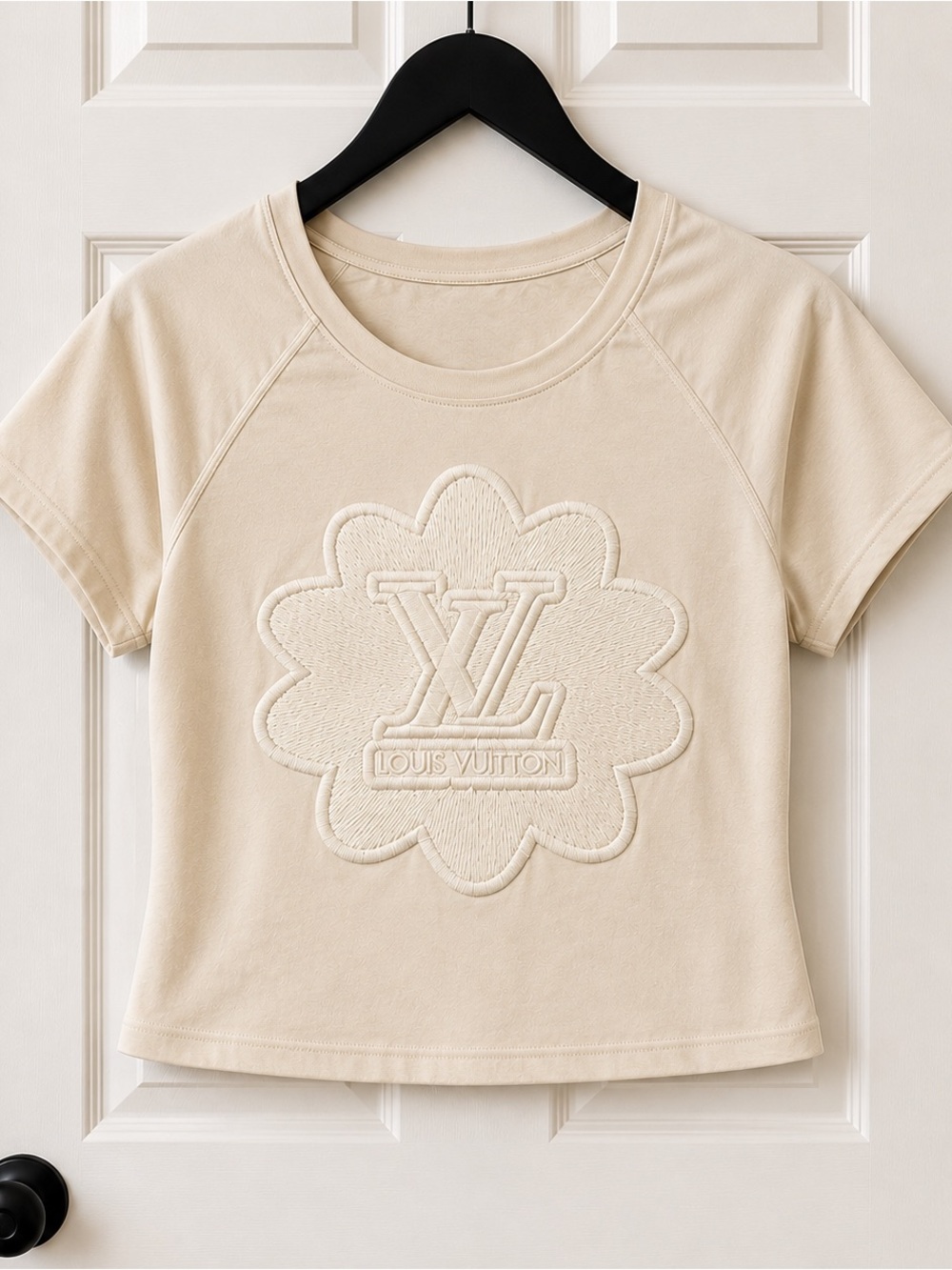 Cropped Creme Logo Short Sleeve Tee